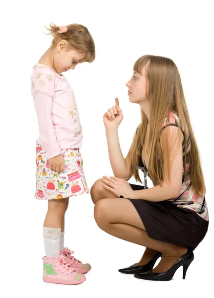 Adult girl swearing little girl — Stock Photo, Image
