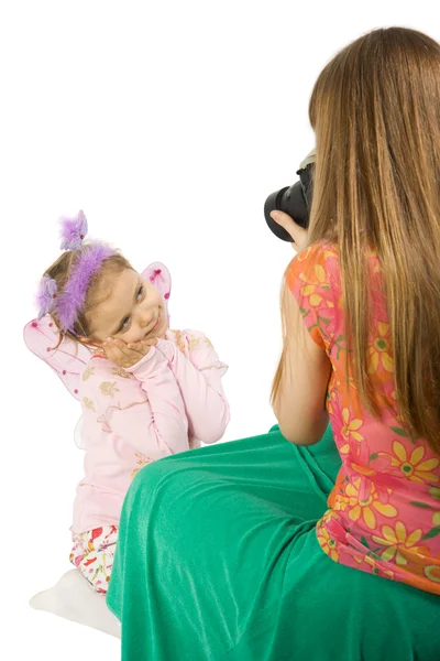 Mały dziewczyna pozuje jak bajki — Zdjęcie stockowe