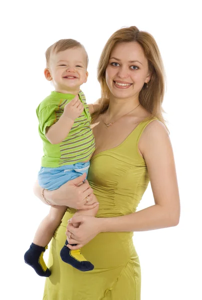 Glad mamma med sin lilla pojke — Stockfoto