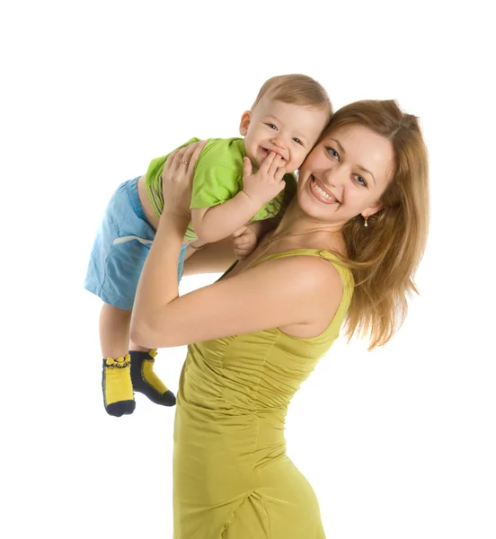 Счастливая мать со своим маленьким мальчиком — стоковое фото