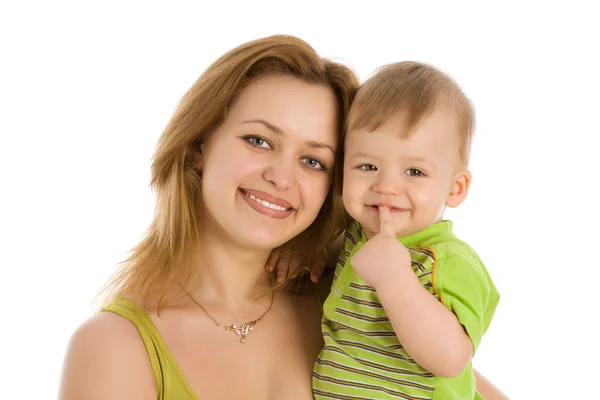 Lachende vrouw met haar kleine kind — Stockfoto