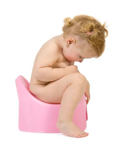 Hübscher Baby-Look im rosa Töpfchen — Stockfoto