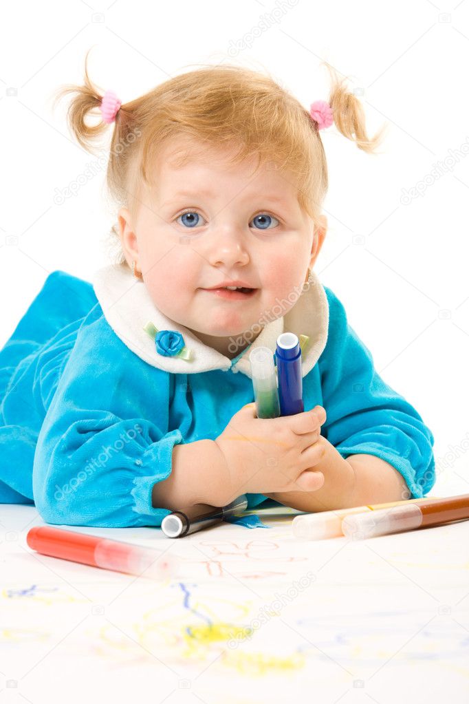 Pretty caucasian baby paint — Stock Photo © VadimPP 1957724