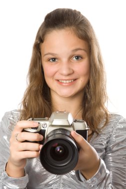 slr fotoğraf makinesi ile genç kız
