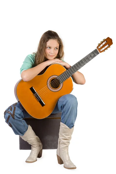 stock image Young girl with guitar.