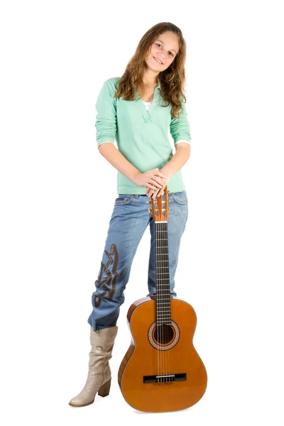 Mladá dívka s kytarou. — Stock fotografie
