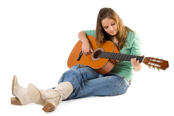 stock image Young girl with guitar.