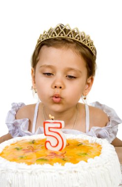 Birthday cake celebrating five years clipart