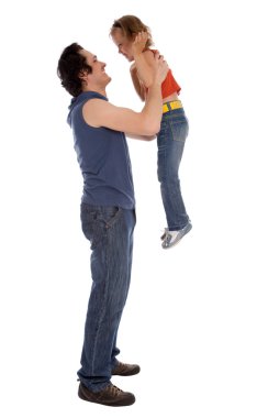 A young father playing with his daughter clipart