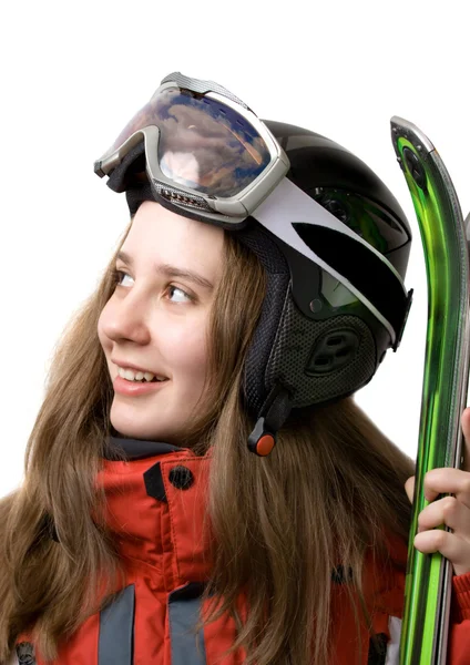 Ler skidåkare flicka — Stockfoto
