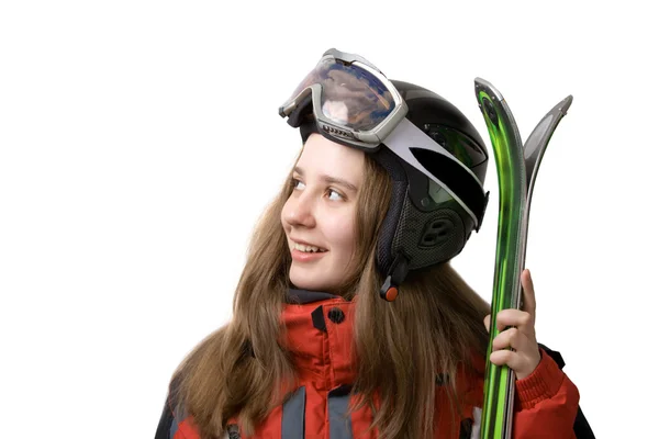 Usmívající se dívka lyžař — Stock fotografie
