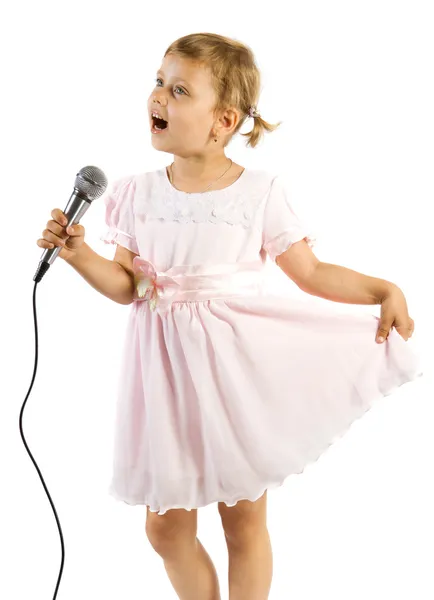 Liten flicka som sjunger. — Stockfoto