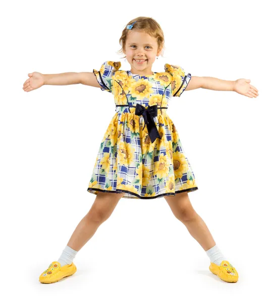 Malá dívka pózuje jako hvězda — Stock fotografie