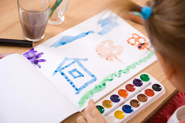 Little girl watercolor paint — Stock Photo, Image