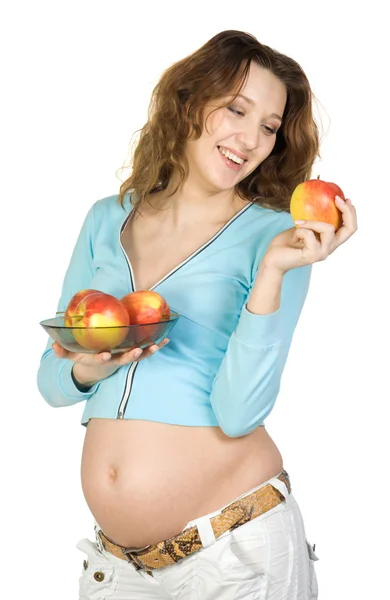 Mulheres grávidas com maçãs — Fotografia de Stock