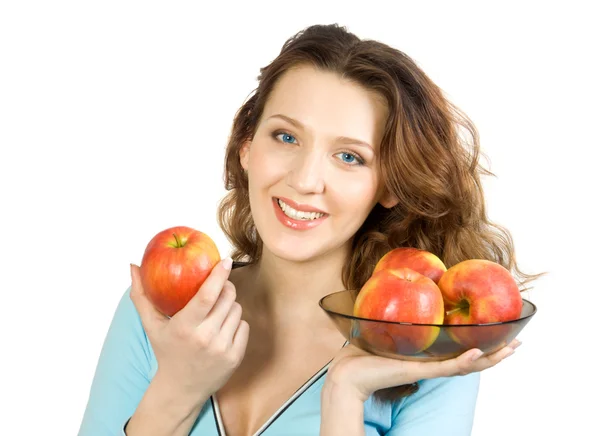 Mladé ženy s jablky — Stock fotografie