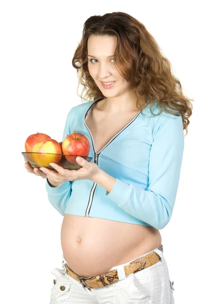 Mujeres embarazadas con manzanas — Foto de Stock