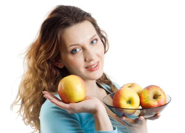 Mulheres jovens com maçãs — Fotografia de Stock