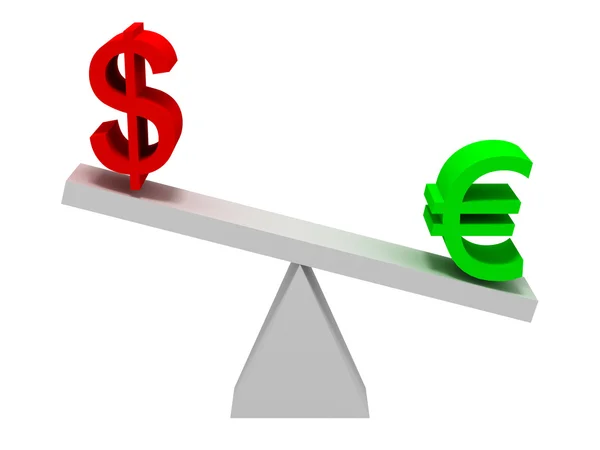Symboly eura a dolaru vyrovnávání — Stock fotografie