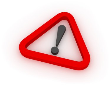 Warning Red Triangular Sign 3D clipart