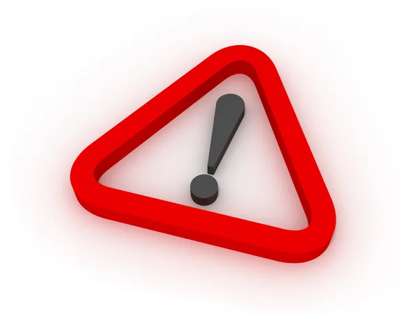 Предупреждение красного треугольника 3D — стоковое фото