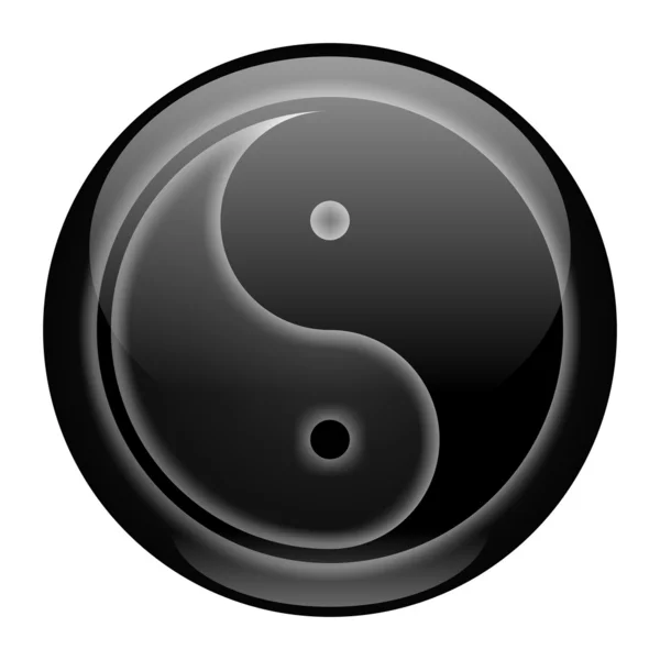 Yin-Yang Black Style Ícone — Fotografia de Stock