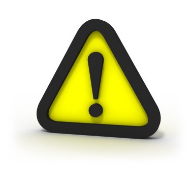 Warning Yellow Triangular Sign 3D clipart