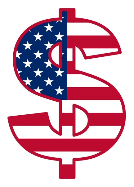 Bandiera USA all'interno simbolo dollaro — Vettoriale Stock