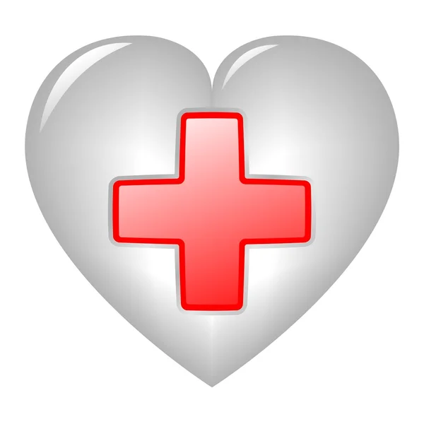 Erste-Hilfe-Symbol am Herzen — Stockfoto