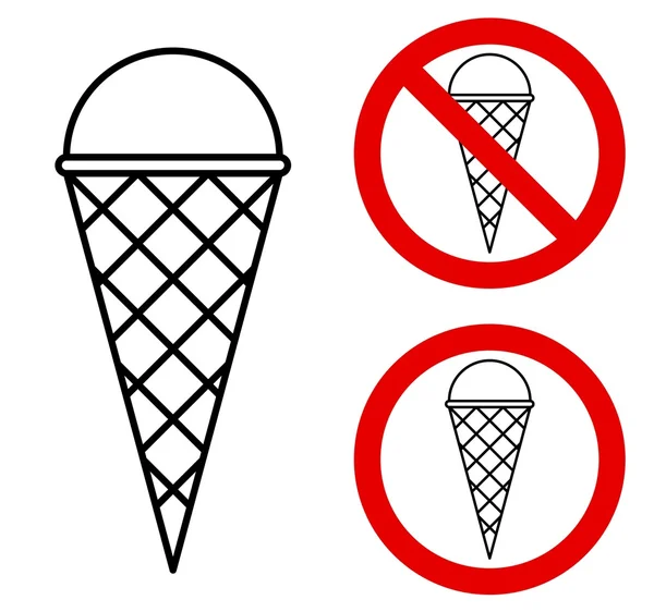 冰淇淋的禁止标志 — 图库矢量图片