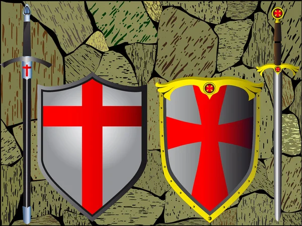 Shields en zwaarden — Stockvector