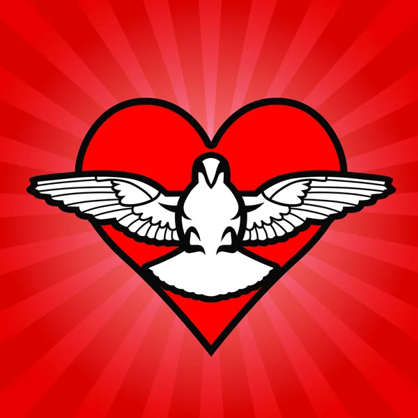 Bird, heart, background — Stock Vector