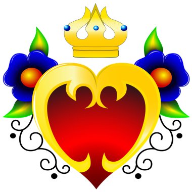 Kalp Altın ve çiçekler