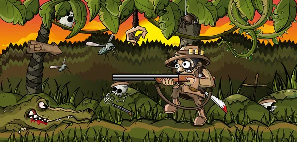 Jager in de jungle — Stockvector