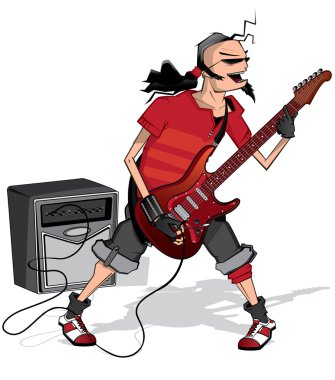 Isolated musician on a guitar clipart