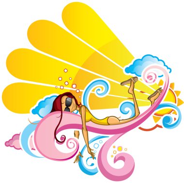 Solar girl pink clipart