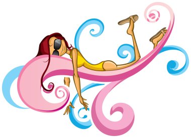 Solar girl pink isolation clipart