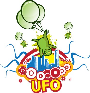 Green aliens ufo clipart