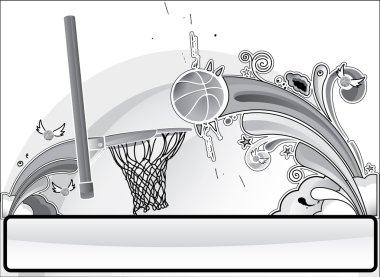 Basketball banner gray clipart