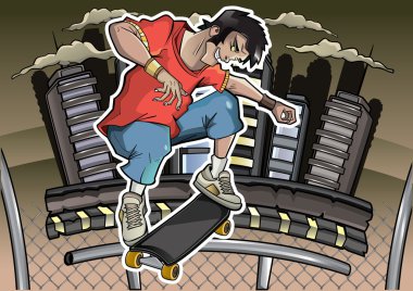 Skater on the background clipart