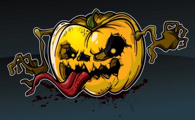 Live pumpkin with arms clipart