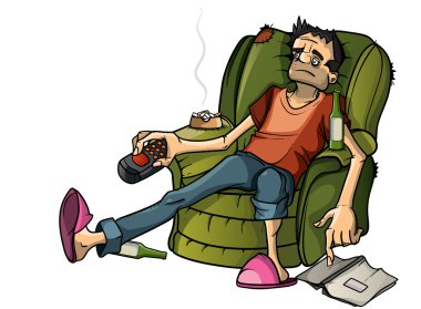Man in depressed isolation clipart