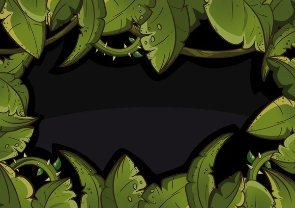 Banner de hojas tropicales negro — Vector de stock