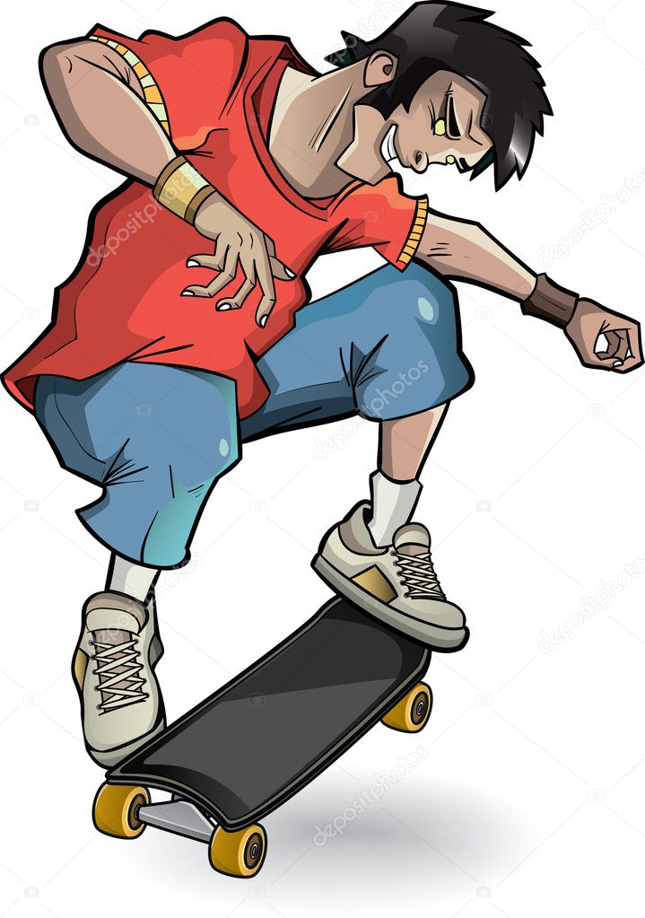 Skater performs a trick isolation