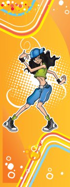 Girl dancer banner vertical clipart