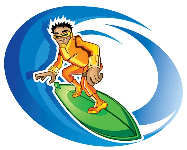 Surfista laranja — Vetor de Stock