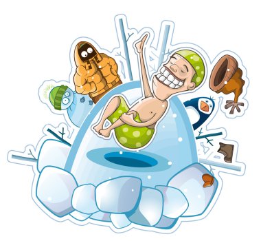 Tempering by diving under ice. Mixing clipart