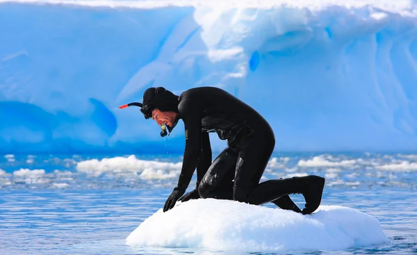 Um mergulhador no gelo — Fotografia de Stock