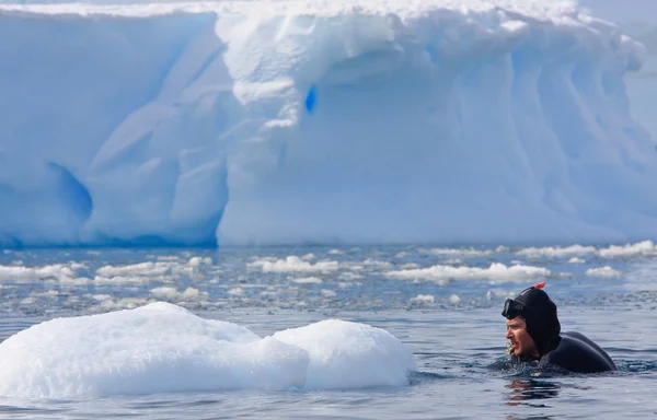 Dykare på isen — Stockfoto