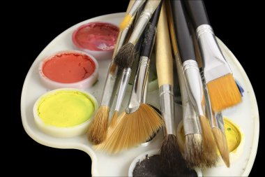 Set of art brushes and water colour clipart